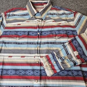Roper Mens Longsleeve Snap Front Shirt Size Large Aztec Western‎ Cowboy